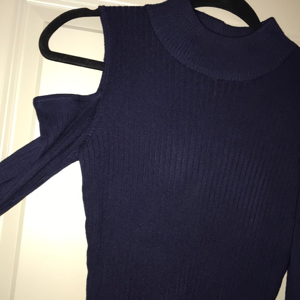 Dark Blue Ribbed Dress - Picture 3 of 3